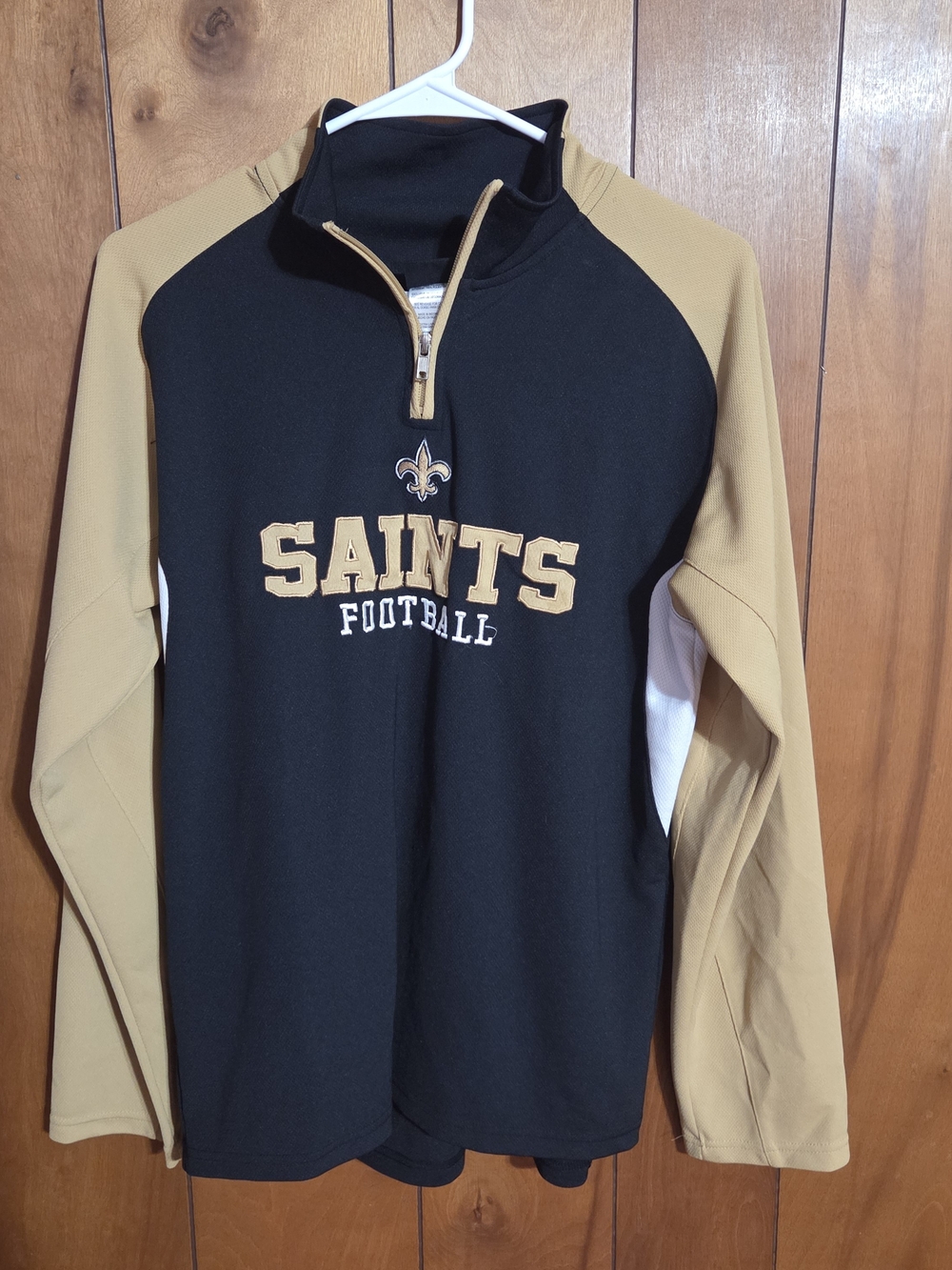 NFL Youth Large Saints Football Black and Gold Quarter-Zip Pullover